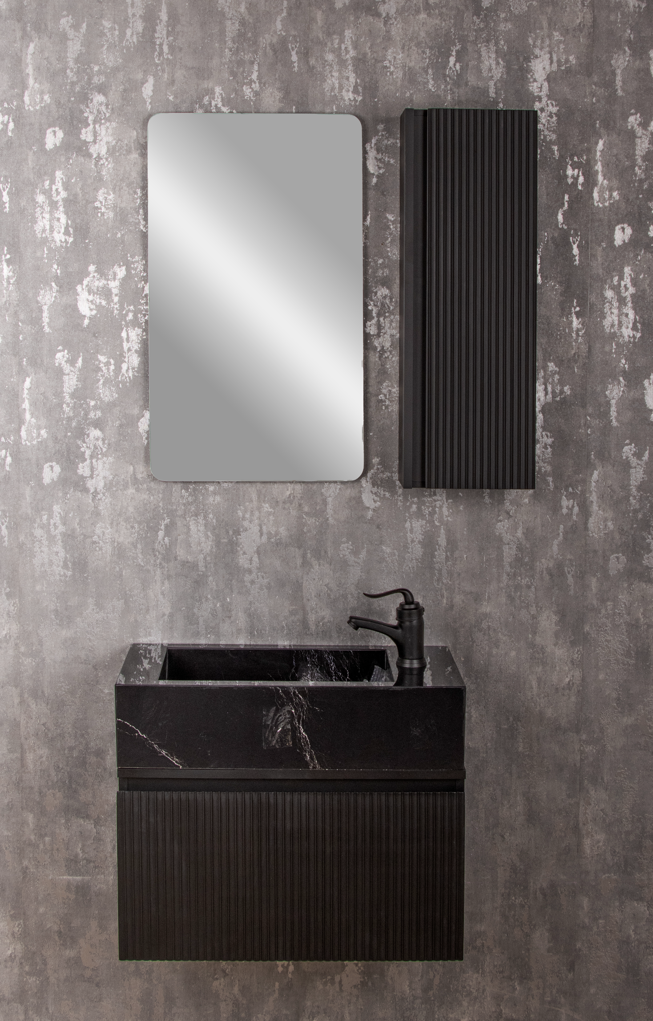 کابینت سرامیکی 40×60 درب بامبو روشویی سرامیکی مشکی رنگ مشکی 40×60