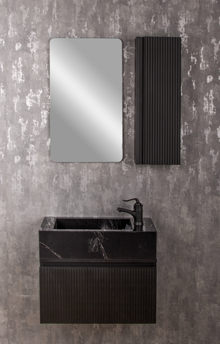 کابینت سرامیکی 40×60 درب بامبو روشویی سرامیکی مشکی رنگ مشکی 40×60